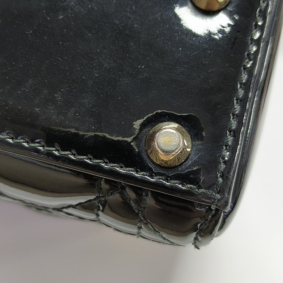 Lady Dior Mini Quilted Patent Leather Black