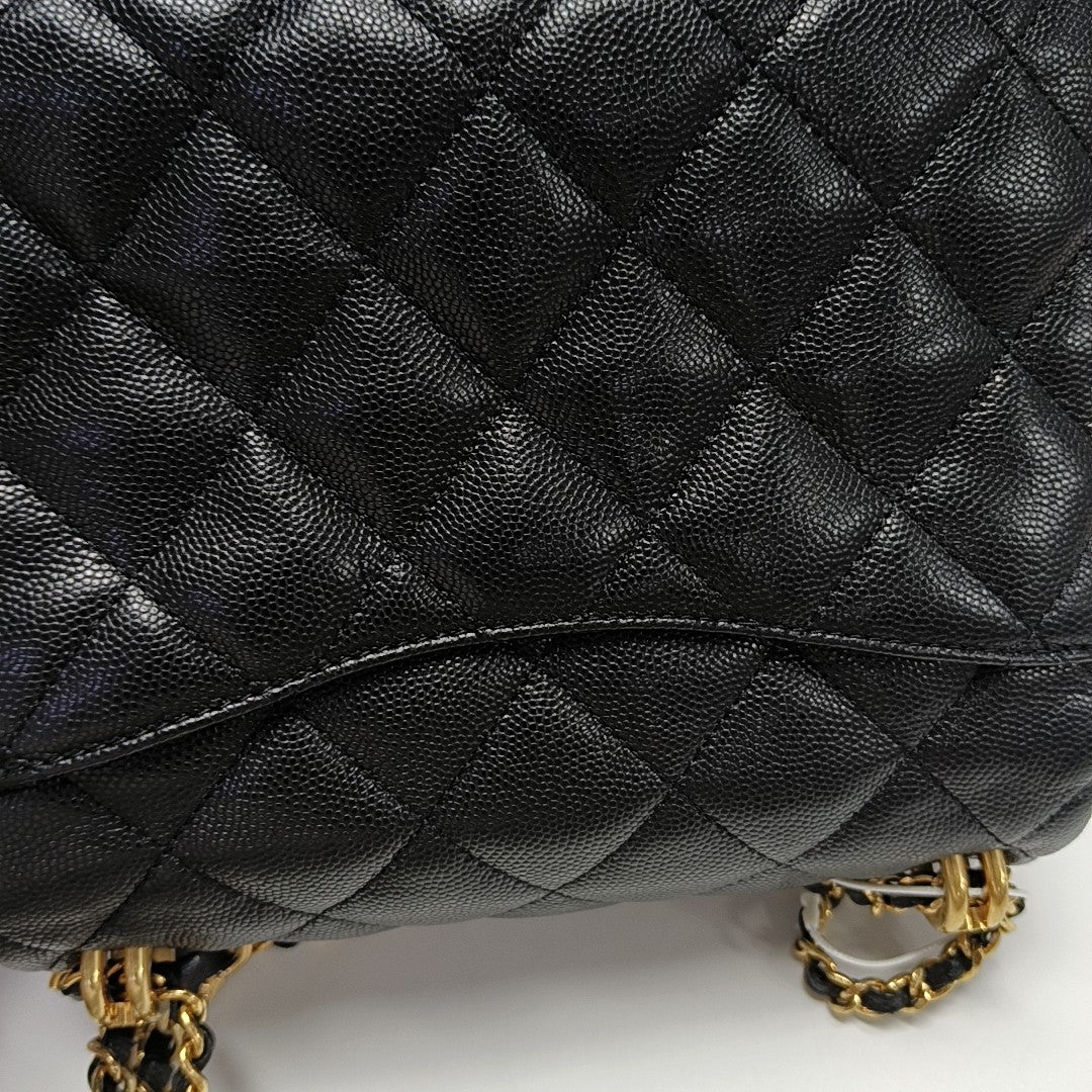 Quilted Grained Calfskin Crossbody Bag Black