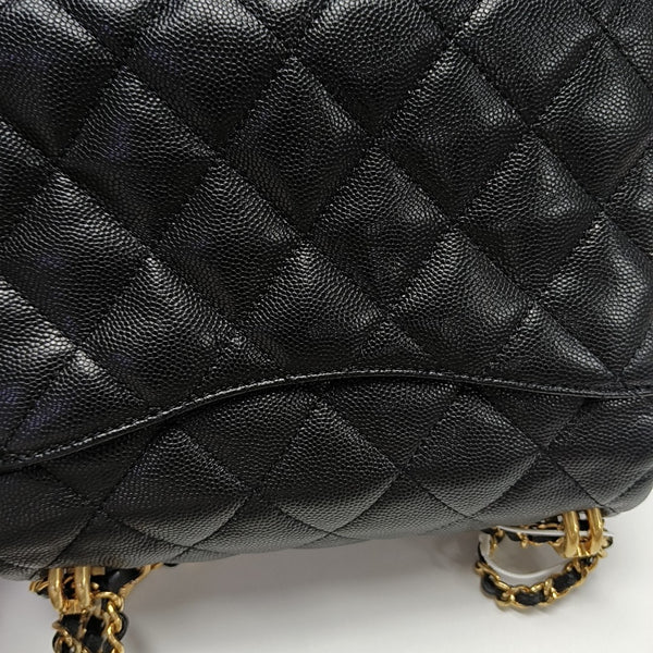 Quilted Grained Calfskin Crossbody Bag Black