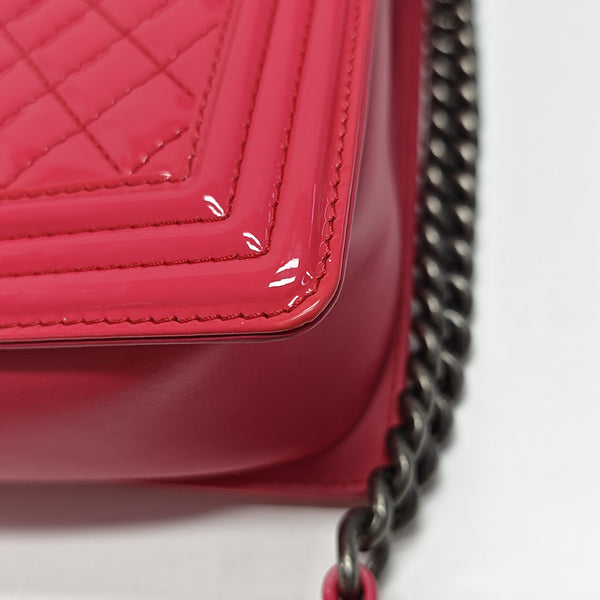 BOY CHANEL Maxi Quilted Patent Leather Red