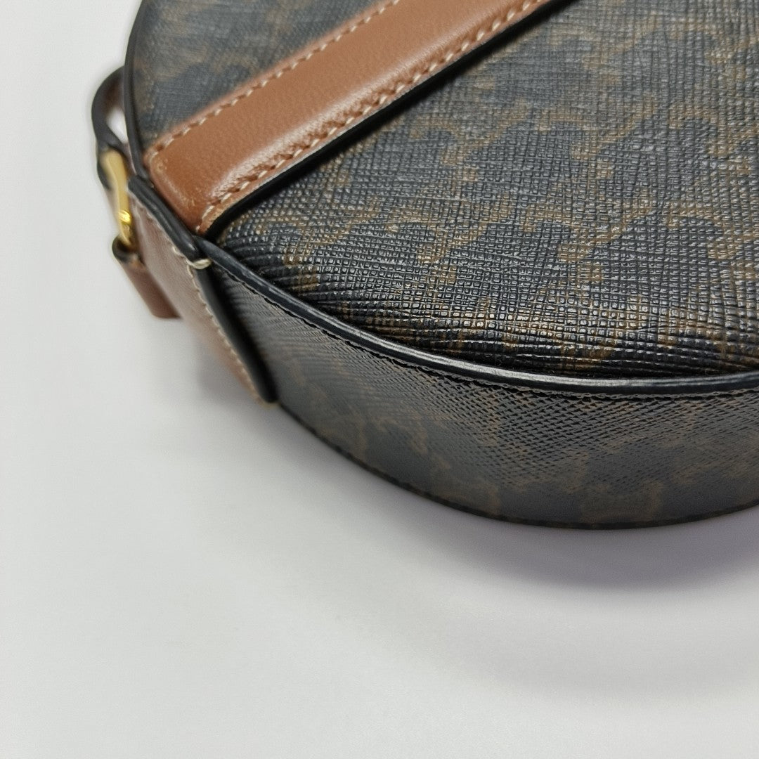 TRIOMPHE ROUND Mini Coated Canvas Brown