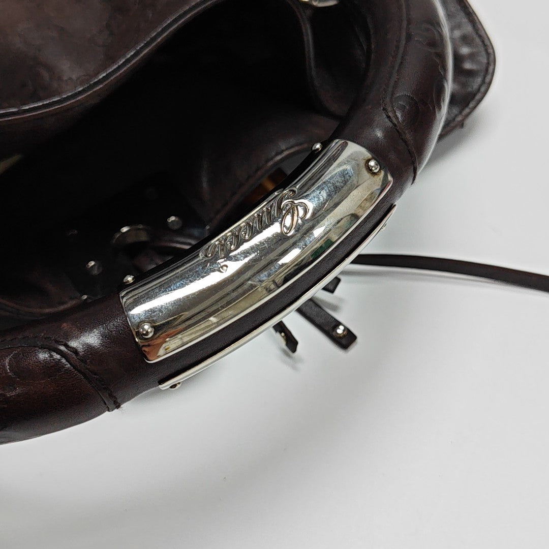 Monogram Calfskin Top Handle Bag Brown