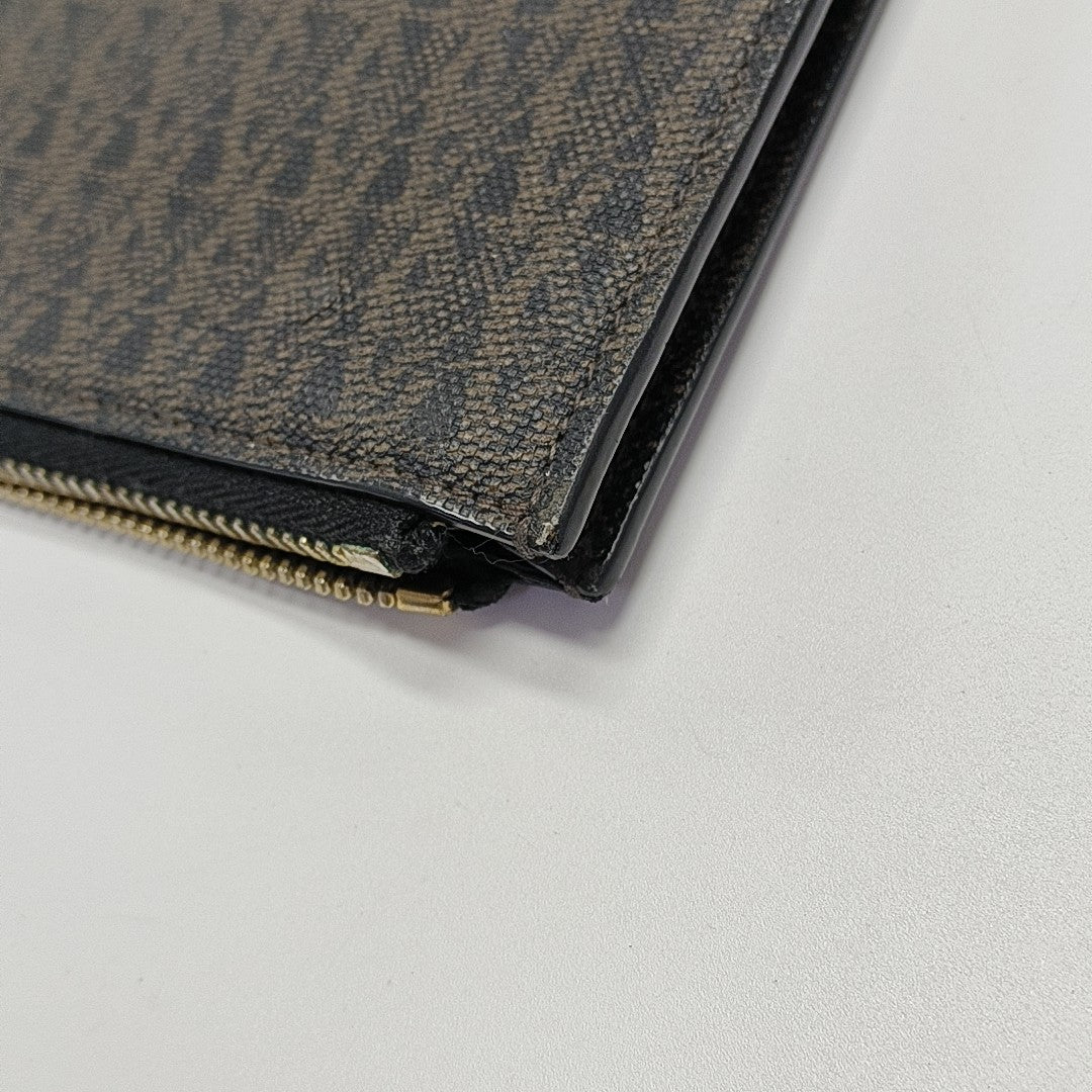 Coated Canvas Clutch Brown