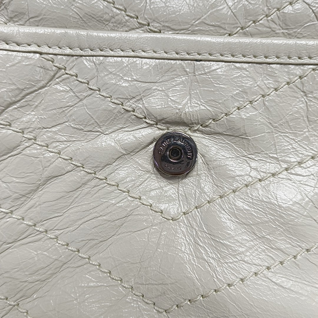 NIKI Small Chevron Calfskin White