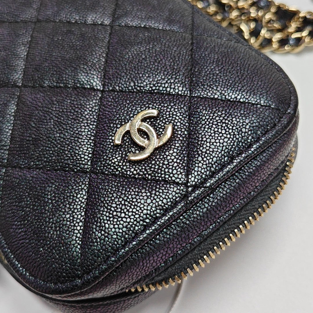 Quilted Grained Calfskin Metallic