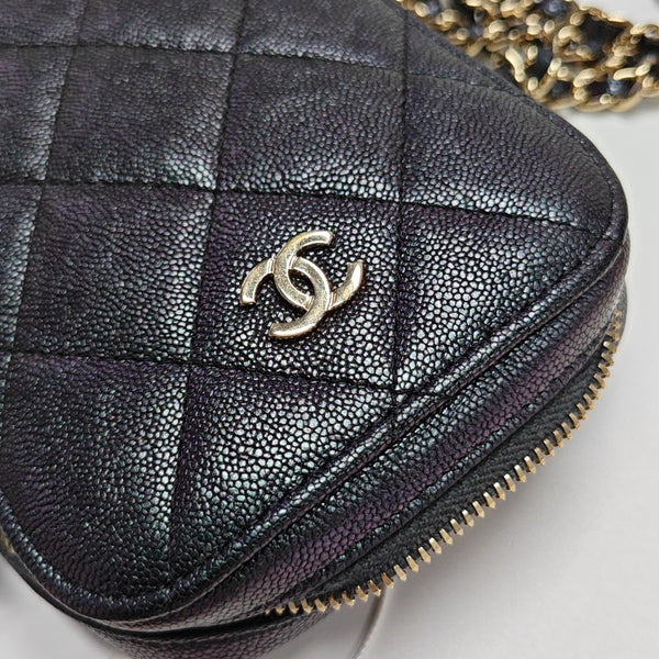 Quilted Grained Calfskin Metallic