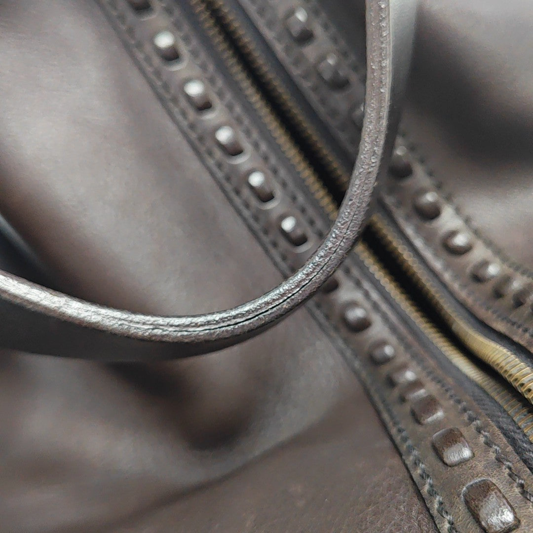 Calfskin Top Handle Bag Brown