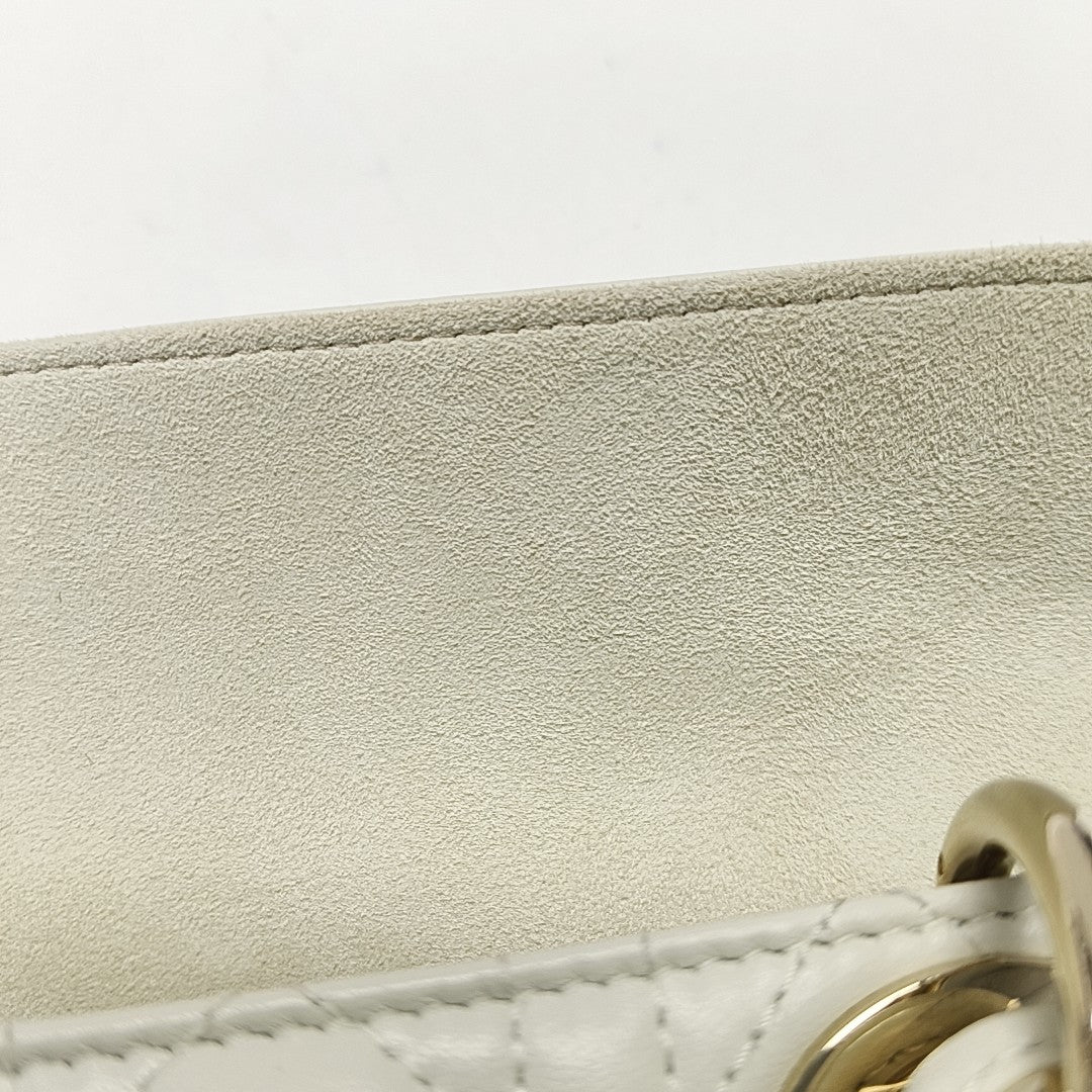 Lady D-Joy Small Cannage Lambskin White