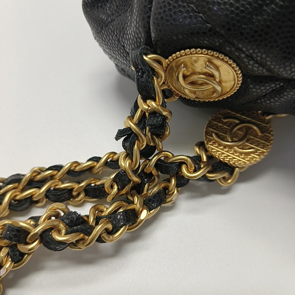 Quilted Lambskin Bucket Bag Black