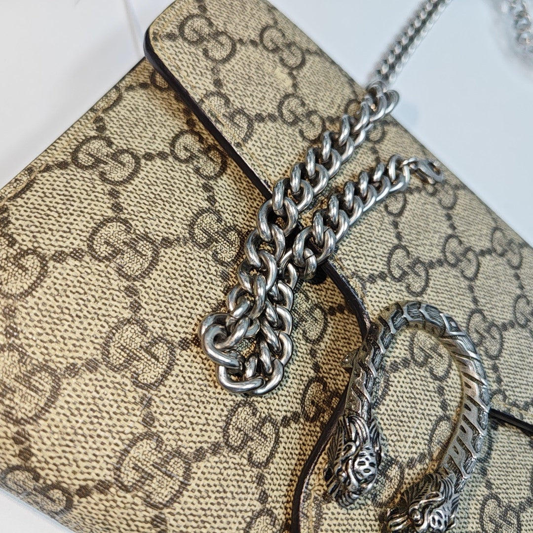 Dionysus Mini Monogram Coated Canvas Beige