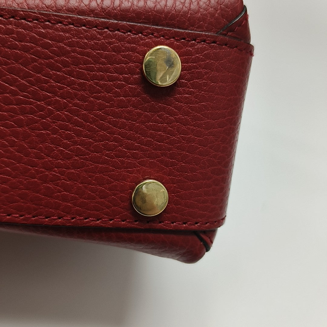 Interlocking G Large Calfskin Red