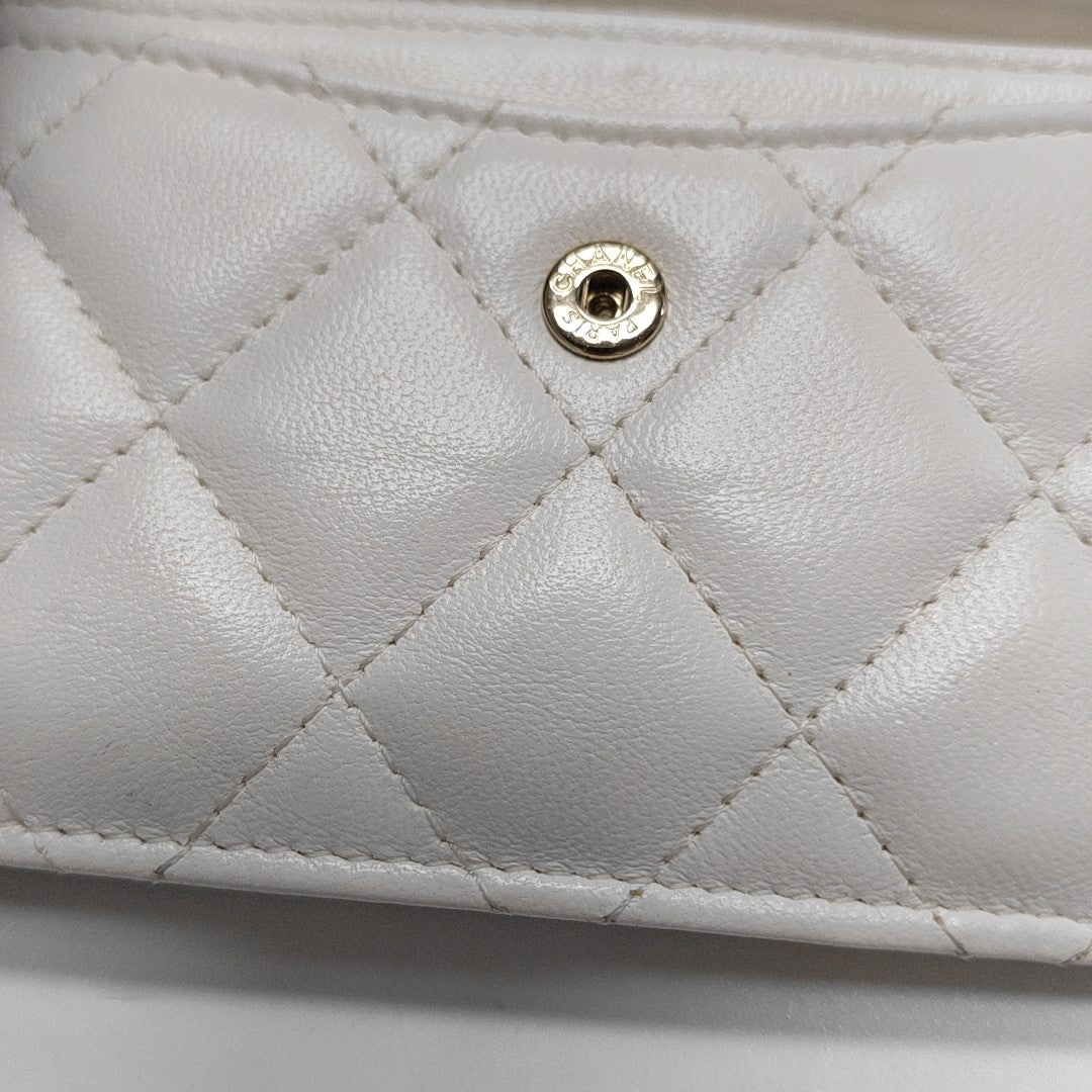 Quilted Lambskin Shoulder Bag White