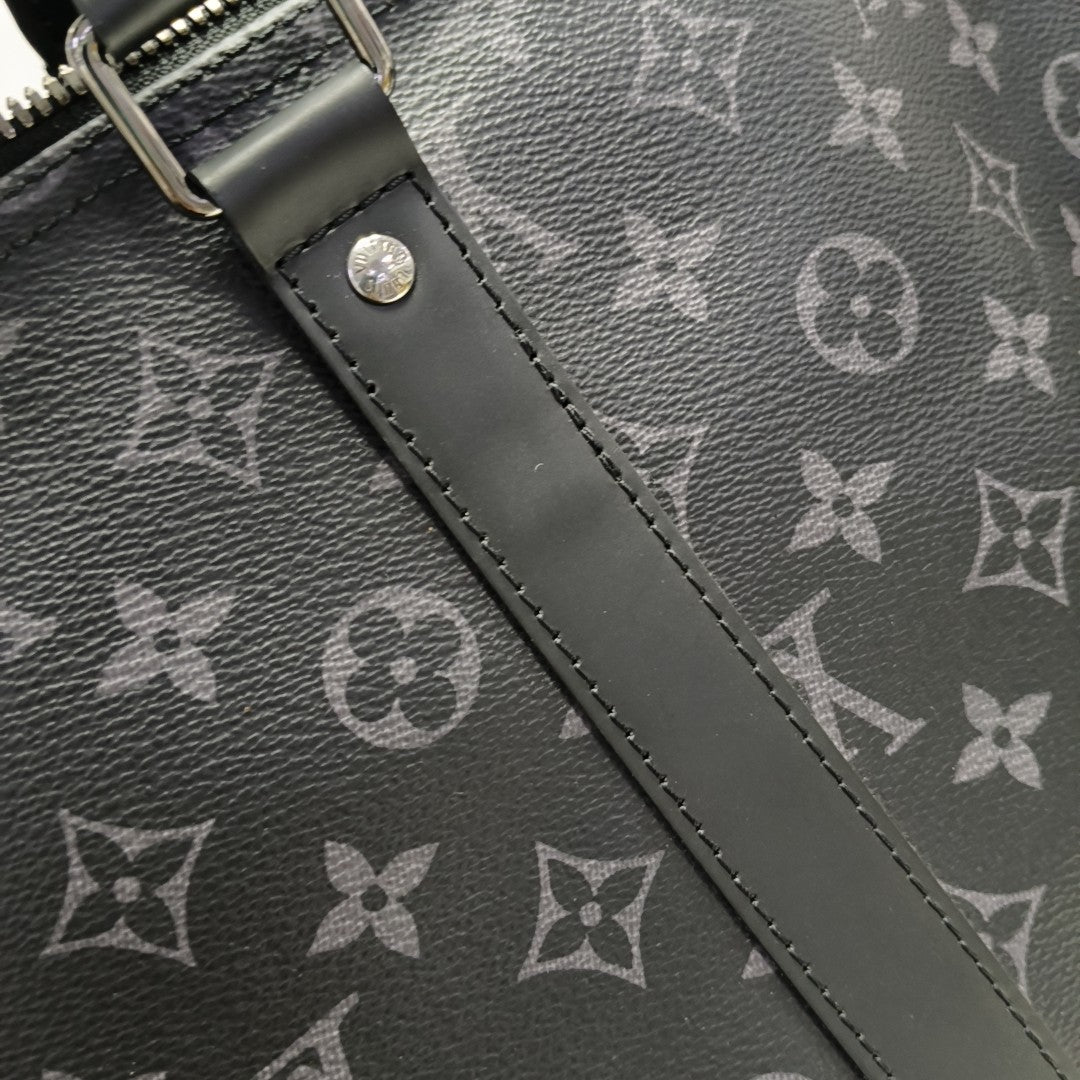 KEEPALL 55 Monogram Coated Canvas Black