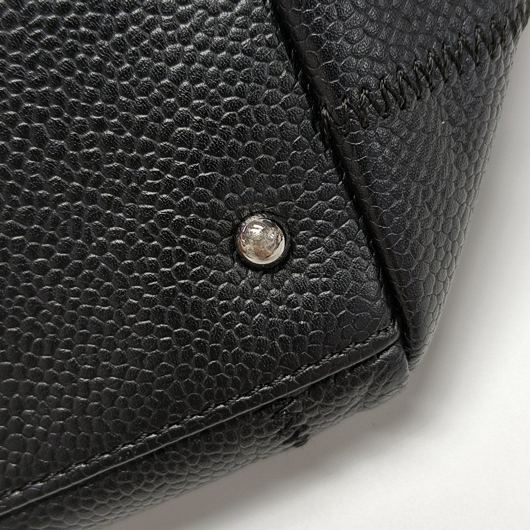 Quilted Grained Calfskin Shoulder Bag Black