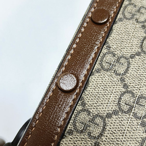 Authenticated pre-owned  Horsebit 1955 Mini Coated Canvas Beige - Crossbody Bag at Looply