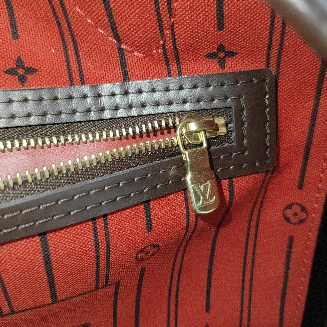 NEVERFULL GM Damier Ebene Coated Canvas Brown