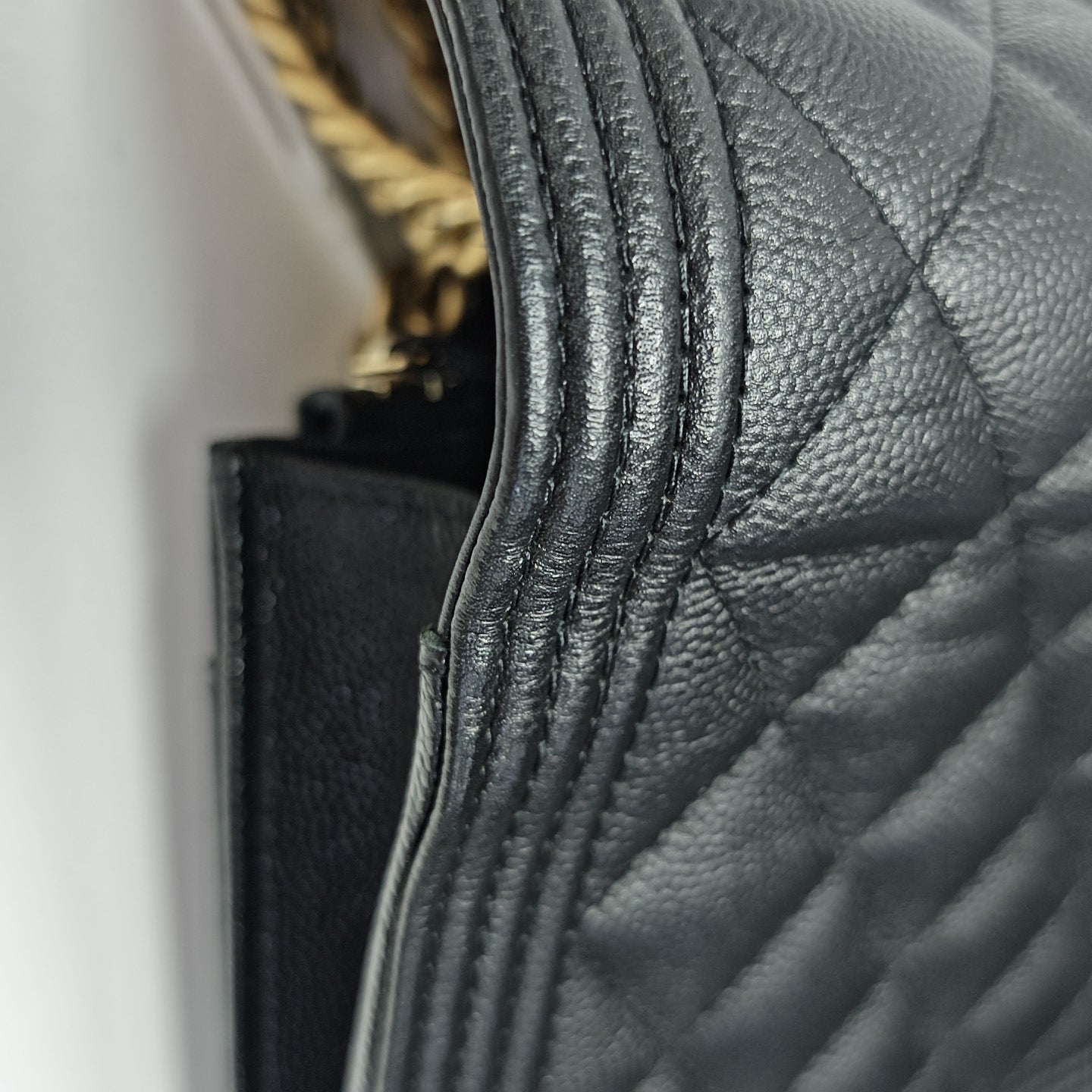 BOY CHANEL Mini Quilted Grained Calfskin Black