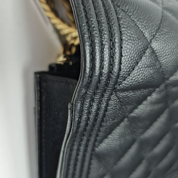 BOY CHANEL Mini Quilted Grained Calfskin Black