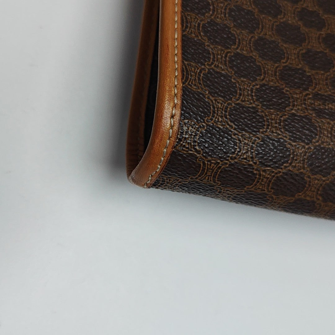 Coated Canvas Clutch Brown