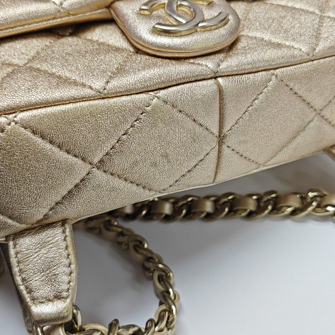Quilted Lambskin Backpack Beige