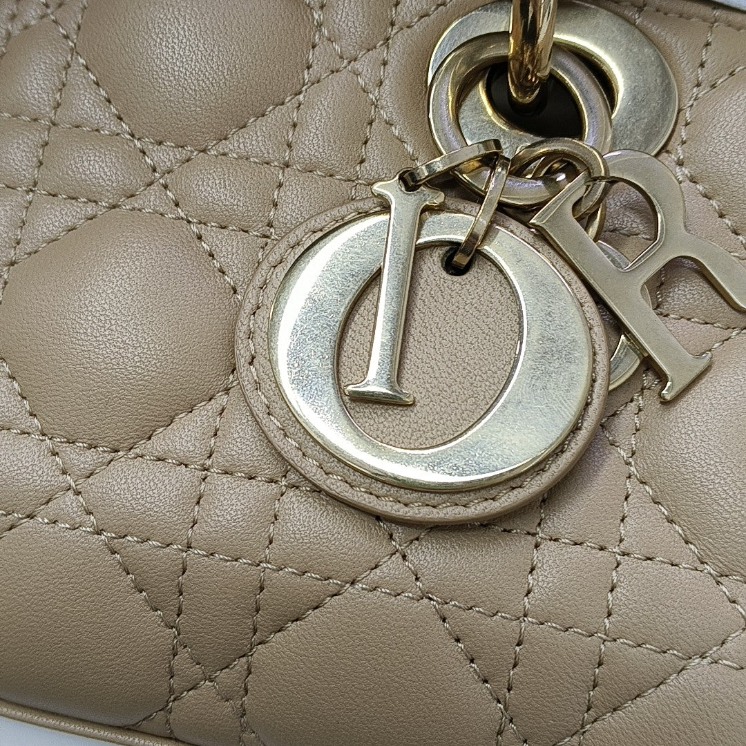 Lady D-Joy Small Cannage Lambskin Beige
