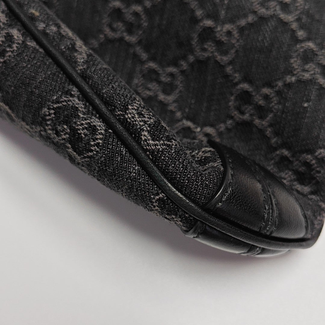 Horsebit Slim Small Monogram Denim Gray
