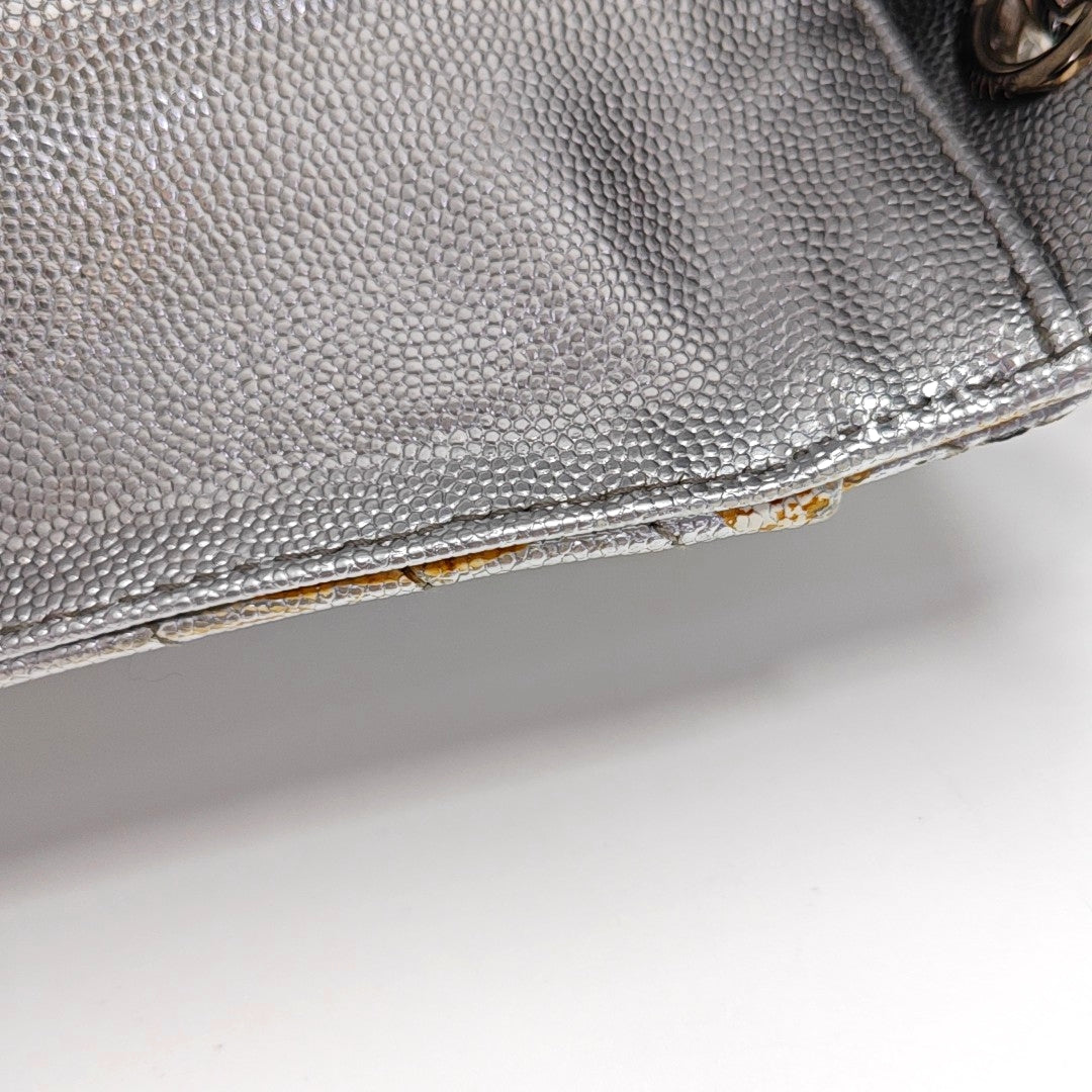 ENVELOPE Medium Chevron, Quilted Calfskin Silver