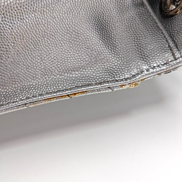 ENVELOPE Medium Chevron, Quilted Calfskin Silver