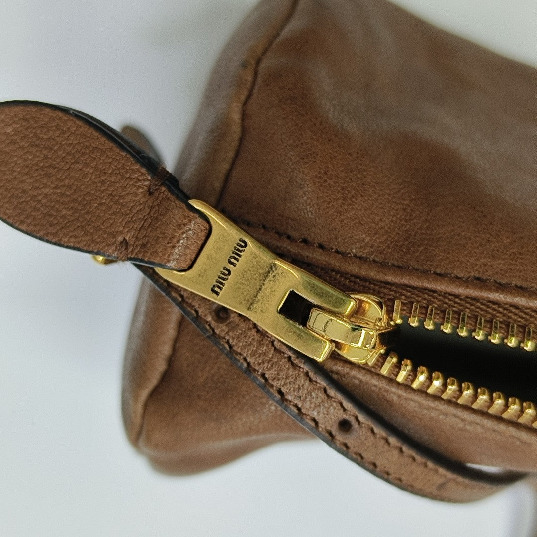 Lambskin Top Handle Bag Brown