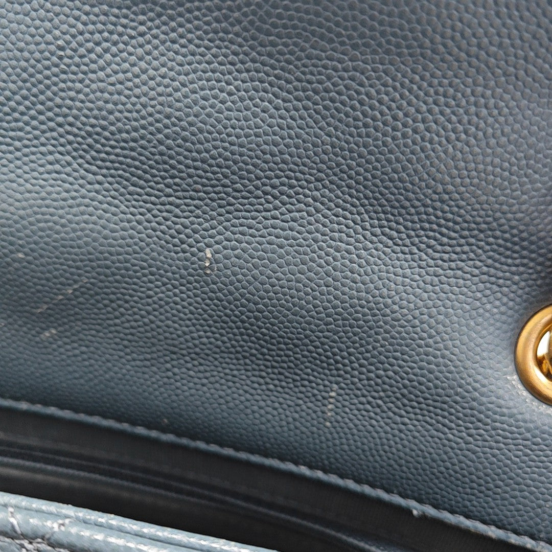 Quilted Grained Calfskin Backpack Blue