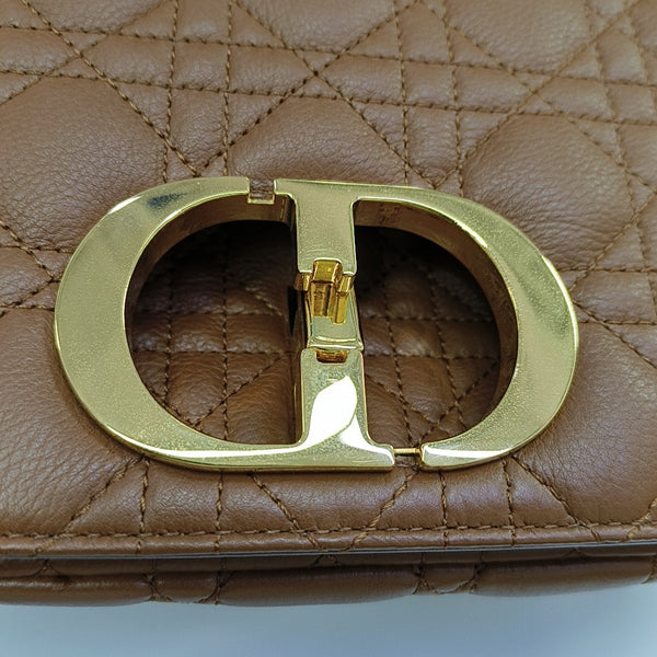 Dior Caro Large Quilted Calfskin Brown