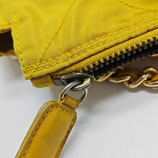Quilted Nylon Shoulder Bag Yellow