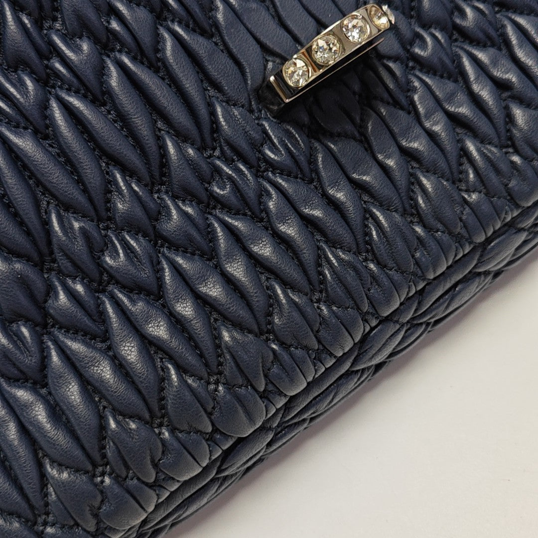 Quilted Lambskin Shoulder Bag Blue