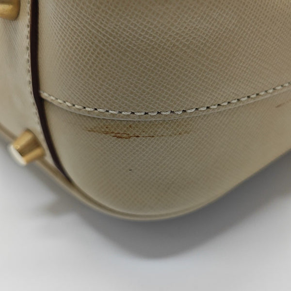 Leather Top Handle Bag Beige