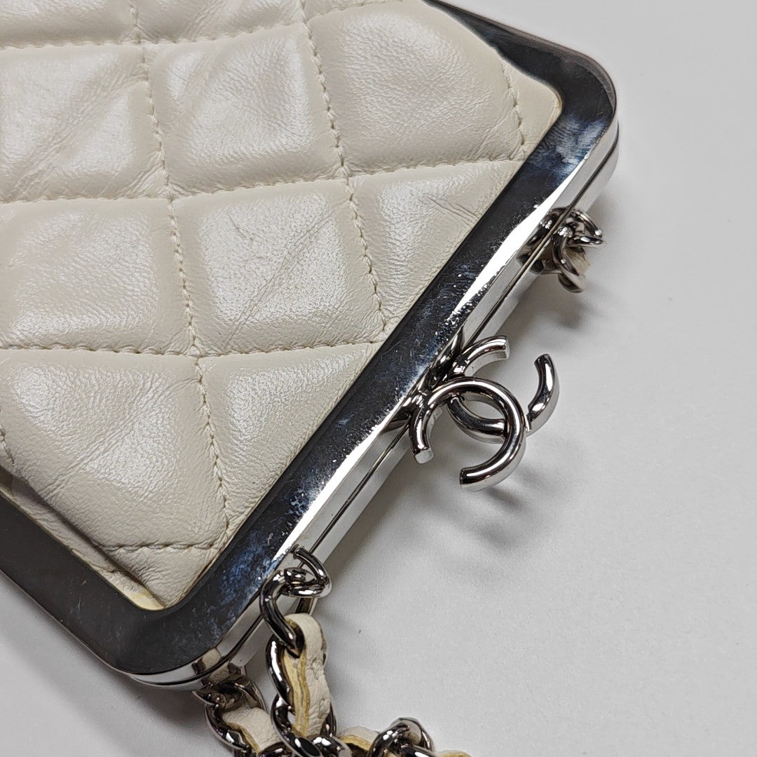 Quilted Lambskin Shoulder Bag White