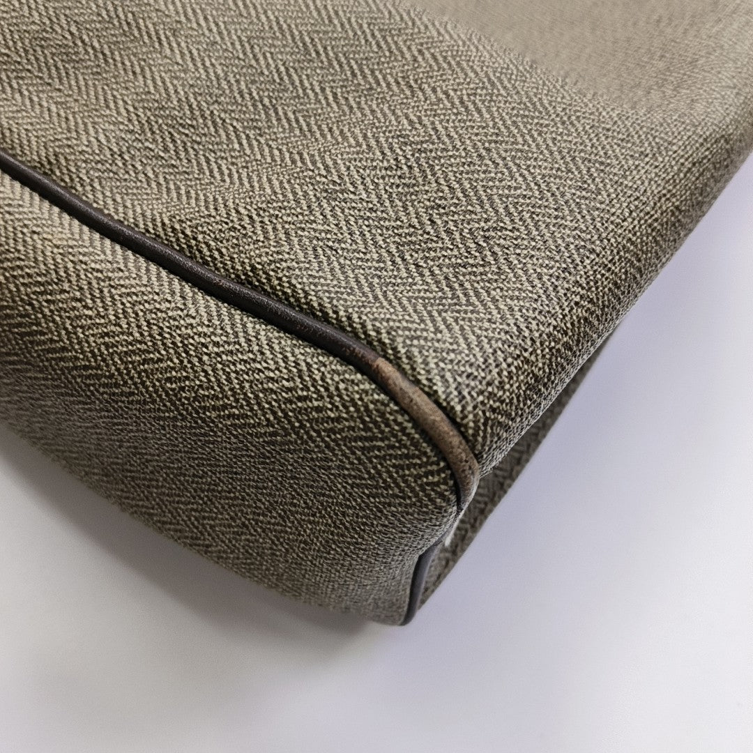 Coated Canvas Top Handle Bag Brown