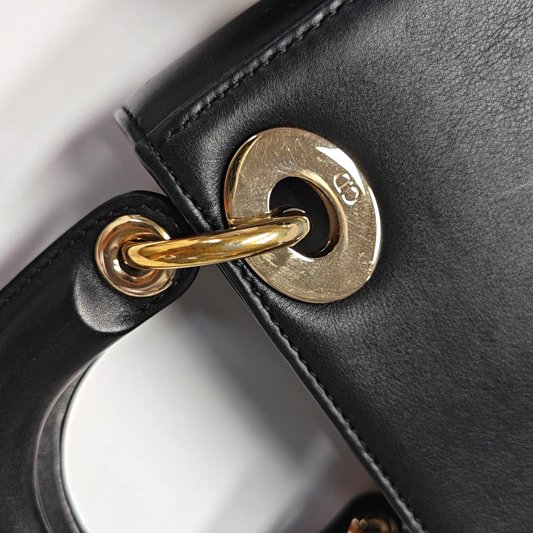 Authenticated pre-owned  Lady Dior Mini Lambskin Black - Tote Bag at Looply