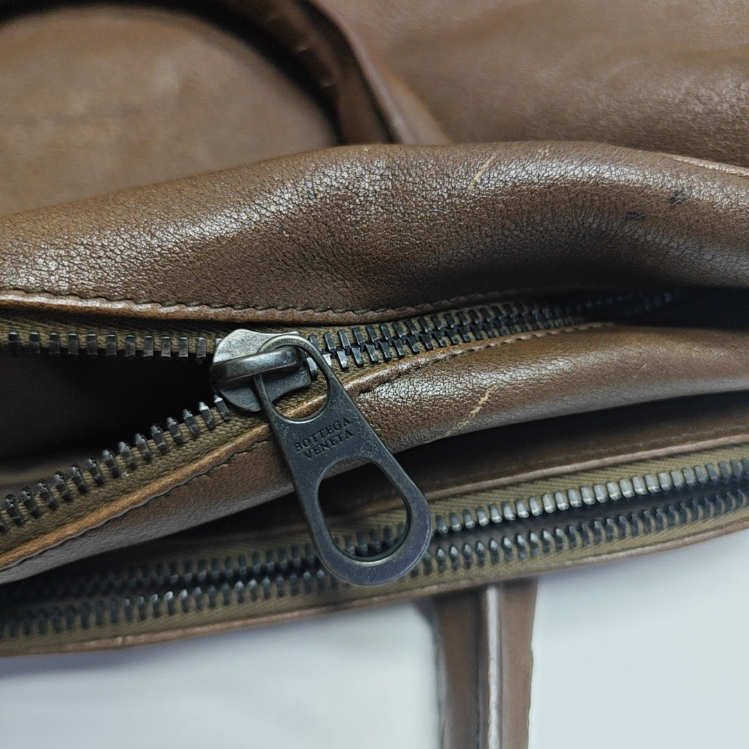 Leather Top Handle Bag Brown