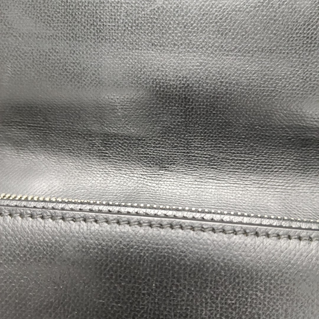 Leather Top Handle Bag Black