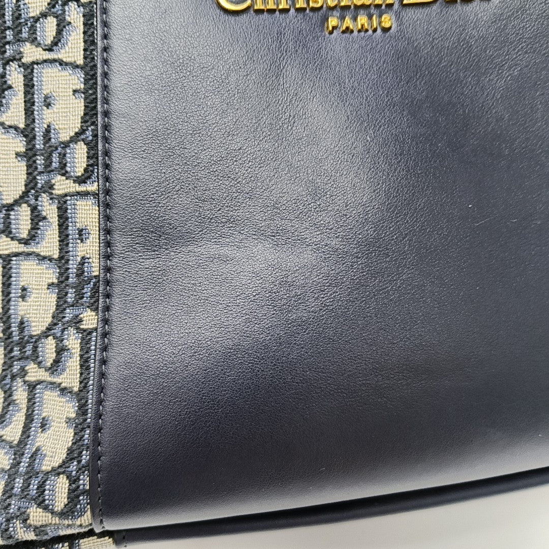 CD Signature Small Oblique Calfskin Blue