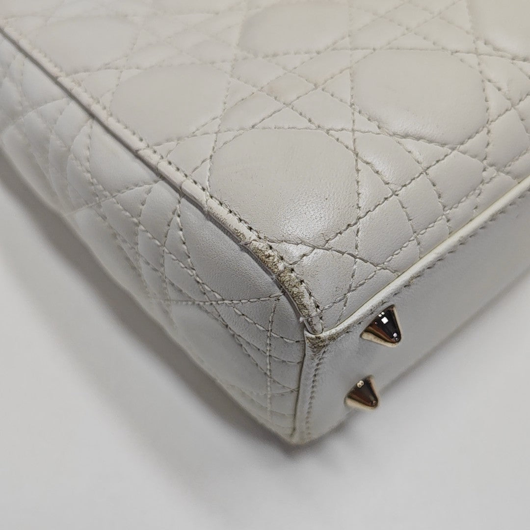 Lady Dior Small Cannage Lambskin White