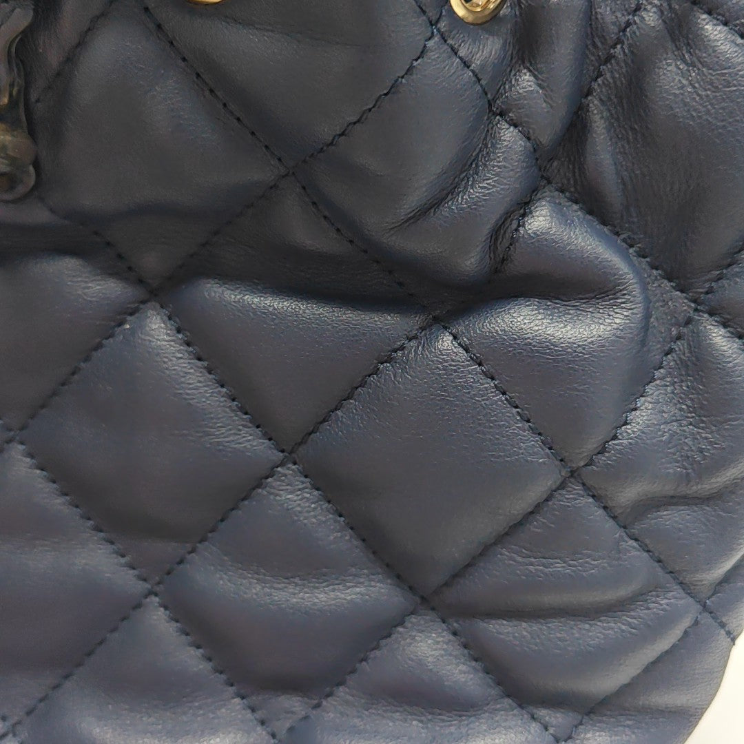 Quilted Calfskin Small Blue