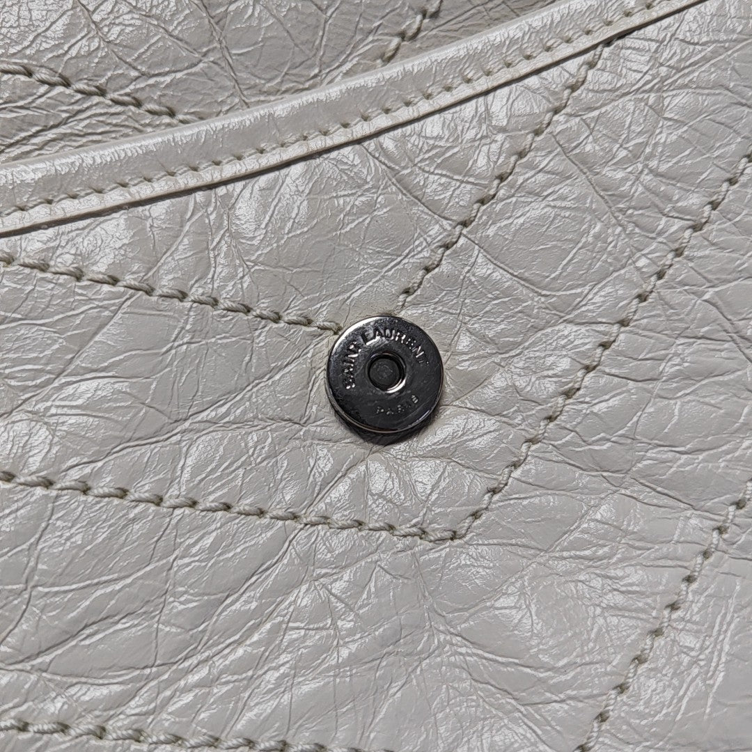 NIKI Small Chevron Calfskin White