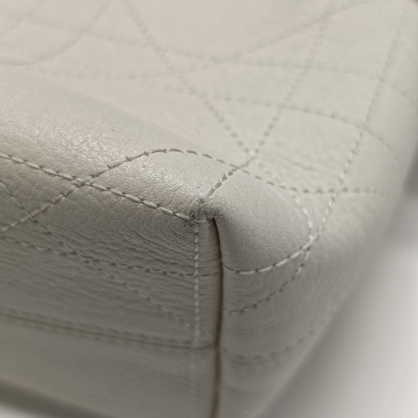 Cannage Calfskin Shoulder Bag Small White
