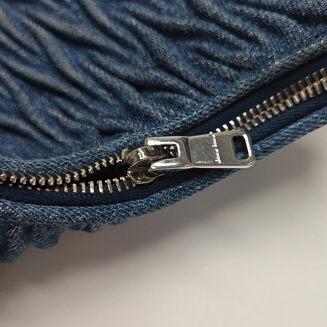 Quilted Denim Shoulder Bag Blue
