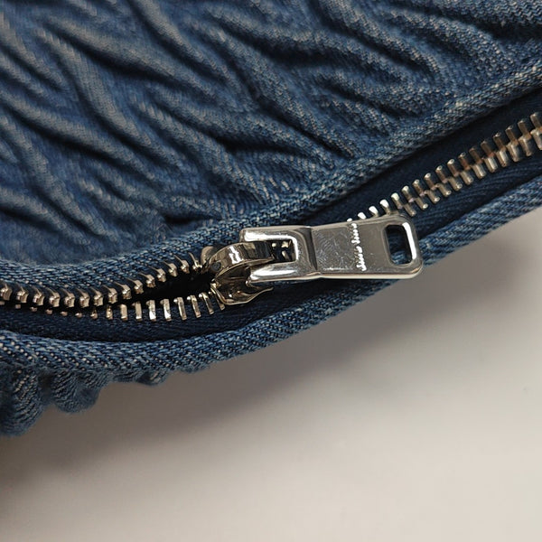 Quilted Denim Shoulder Bag Blue