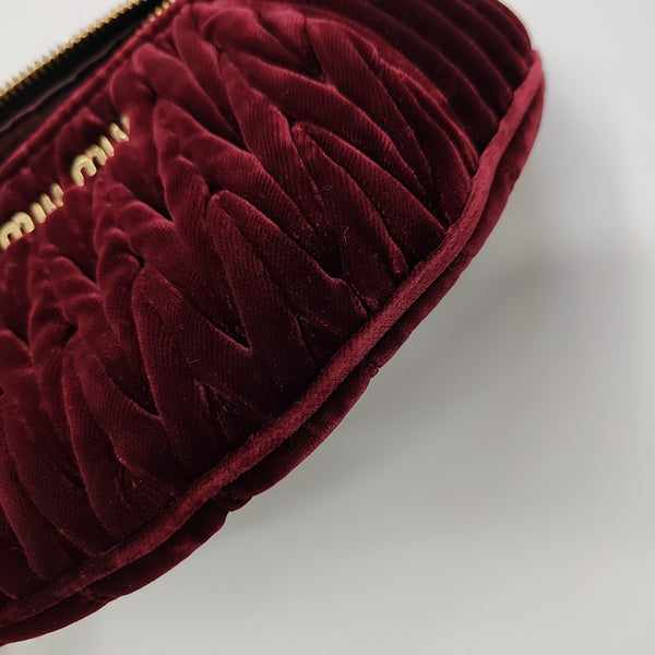 Two-Tone Waist Bag Quilted Velvet Red