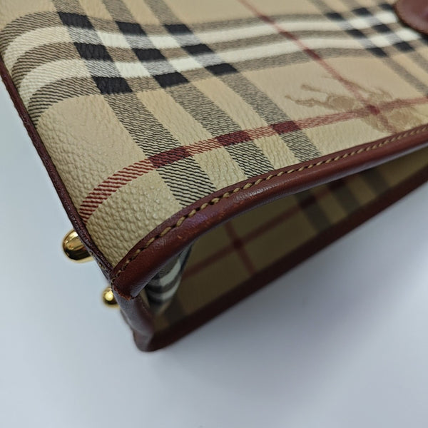 Coated Canvas Top Handle Bag Brown