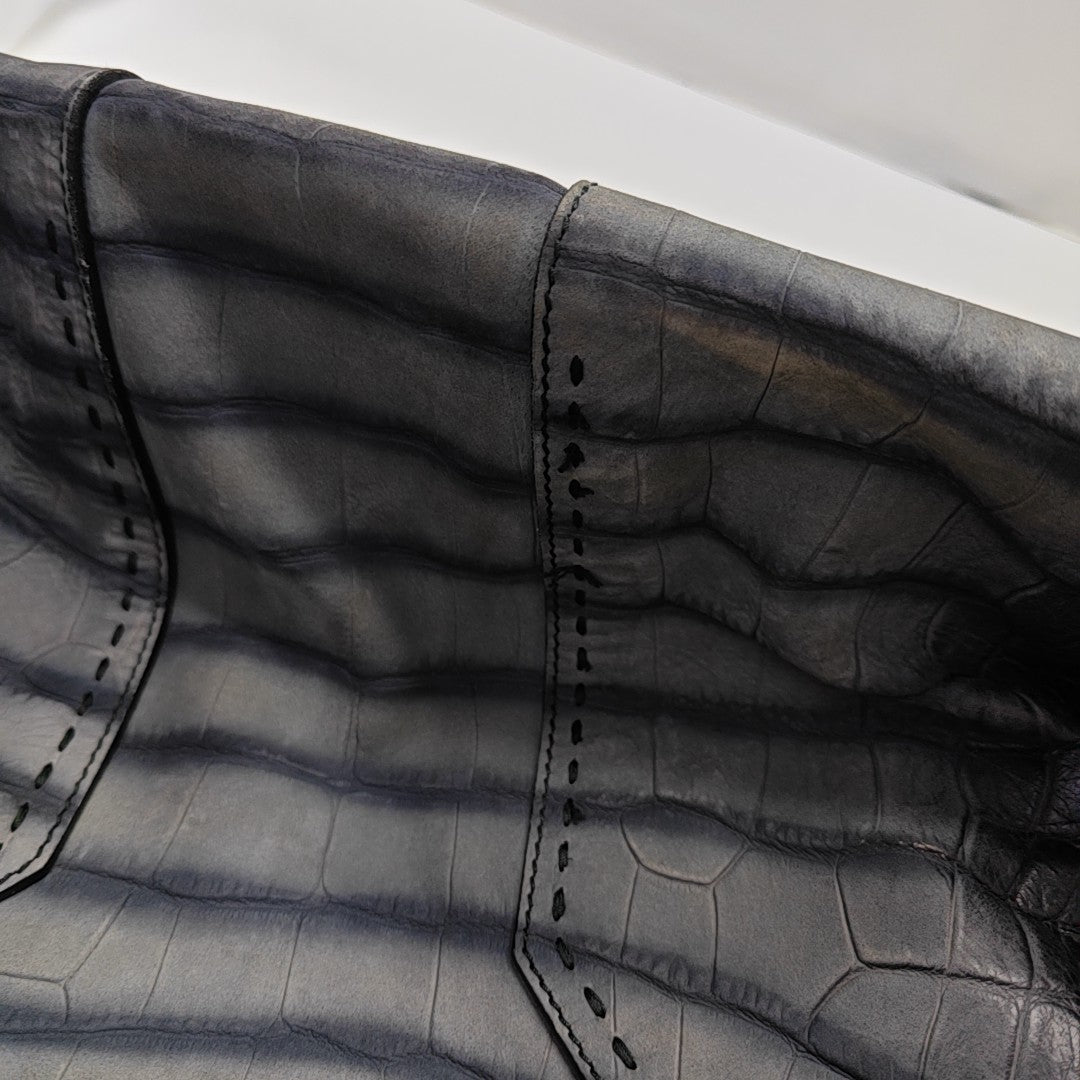 Calfskin Top Handle Bag Gray