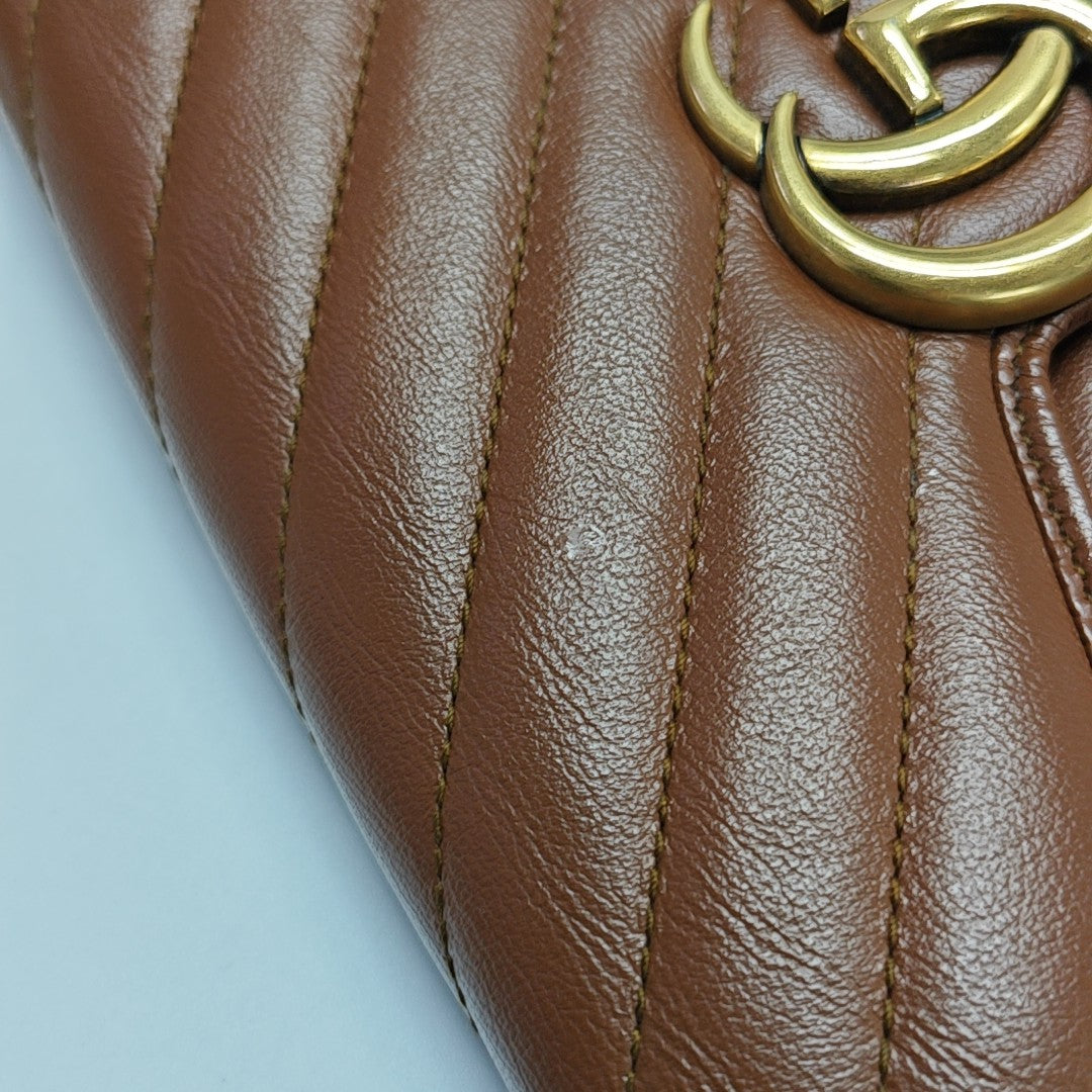 GG Marmont Mini Quilted Calfskin Brown